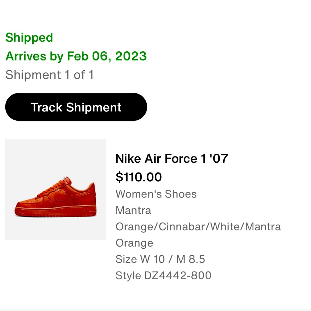 Nike Air Force 1 ‘07. Size 10 women’s: worn once. $75